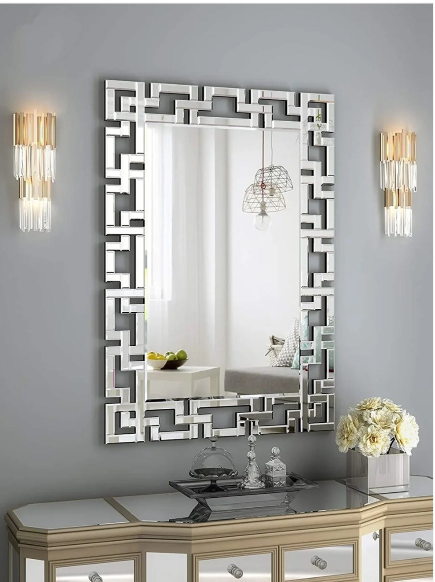 Luxury Beveled Maze Mirror for Living Room
