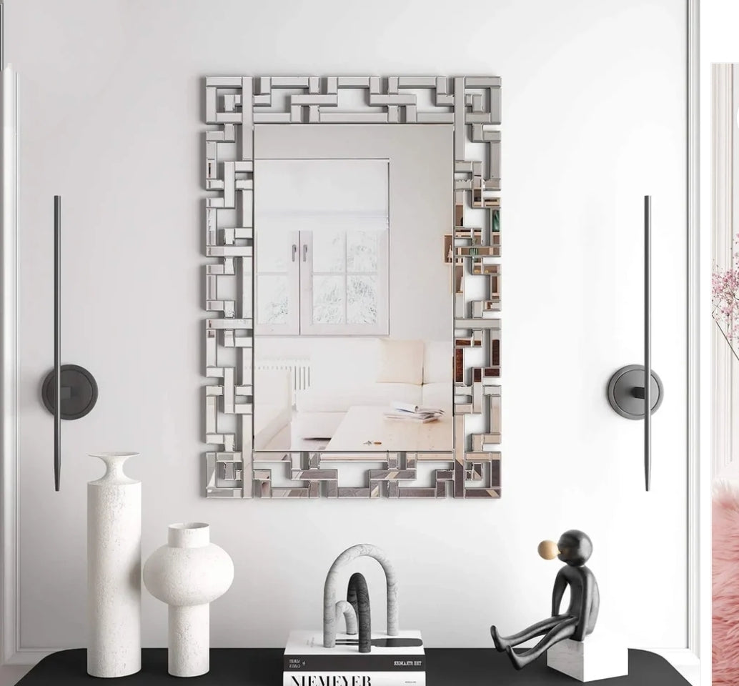Luxury Beveled Maze Mirror for Living Room