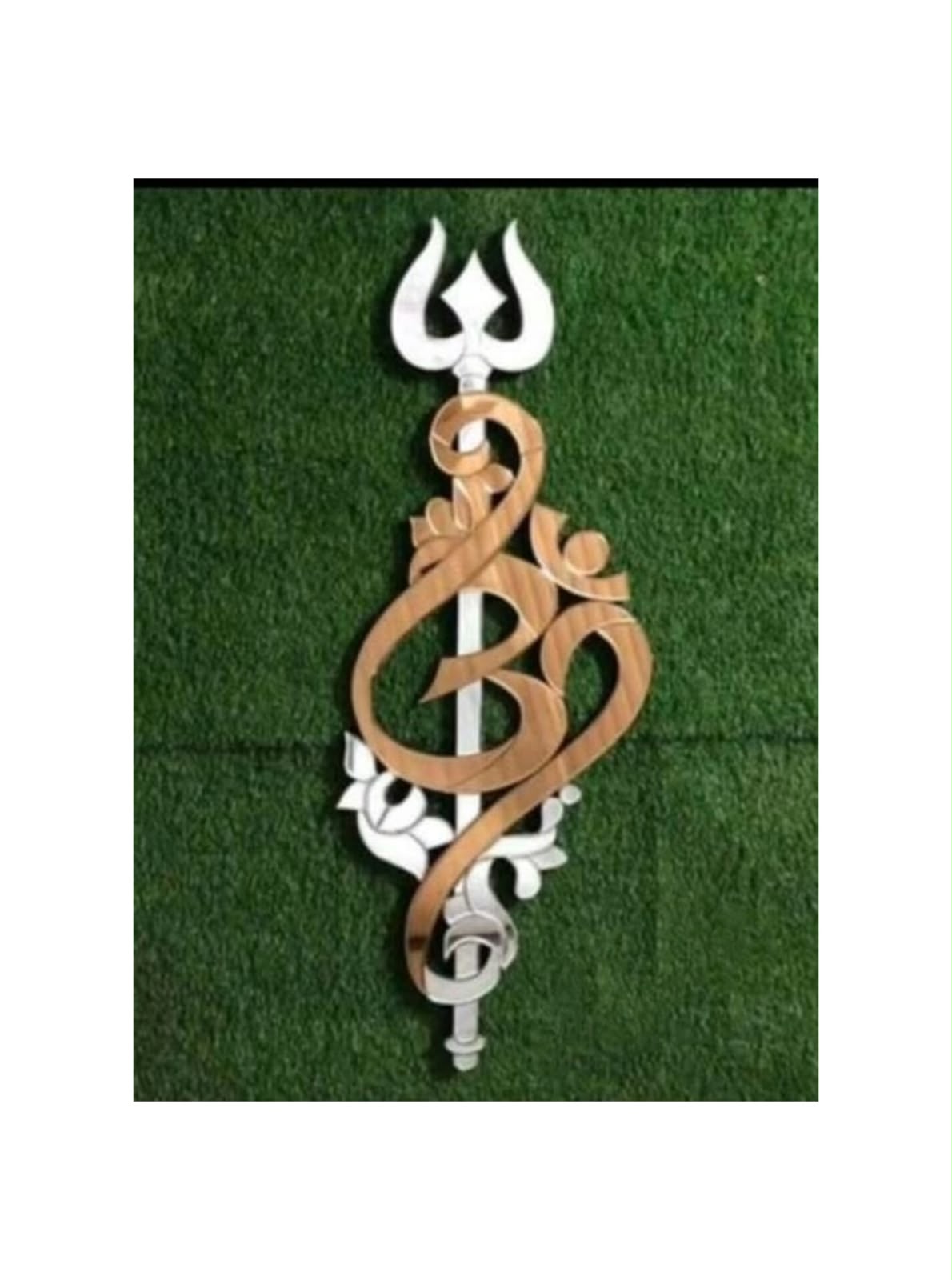 Shiva Trishul and Om Mirror Glass Wall Decor For Home