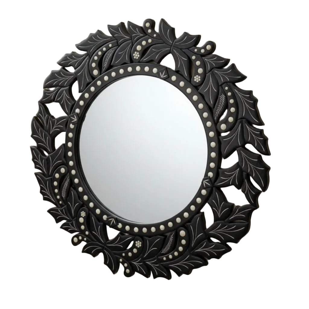 Carved Onyx Blossom Mirror