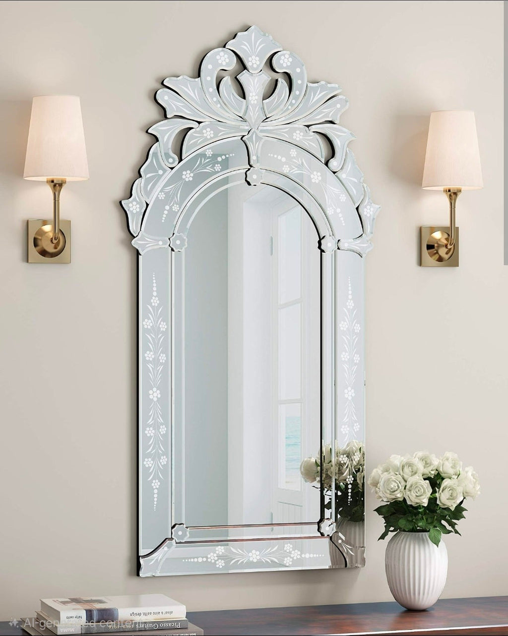 Traditional Curve-Head Venetian Designer Mirror