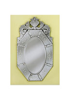 Venetian etched glass wall mirror