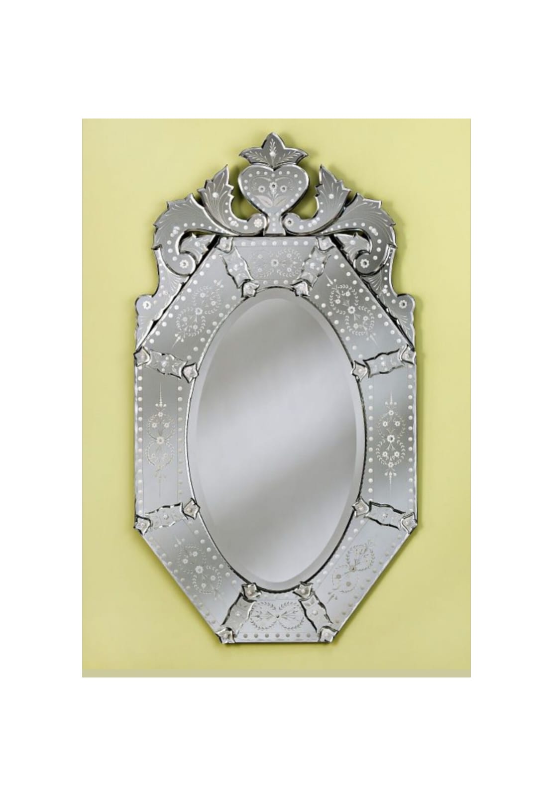 Venetian etched glass wall mirror