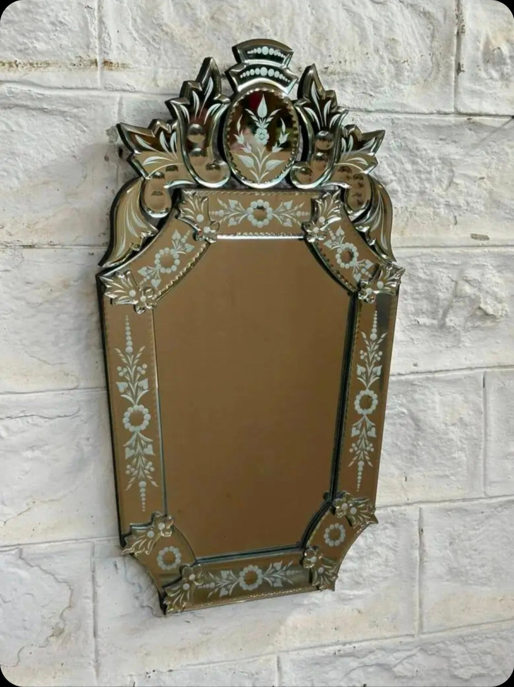 Antique-Style Venetian Mirror with Crown Crest