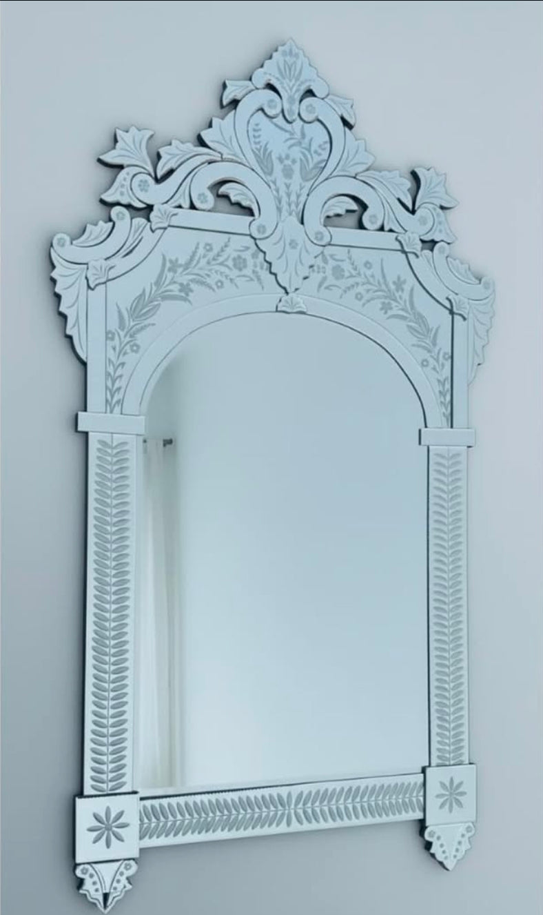 The Serenissima Sovereign Hand-Etched Venetian Glass Mirror