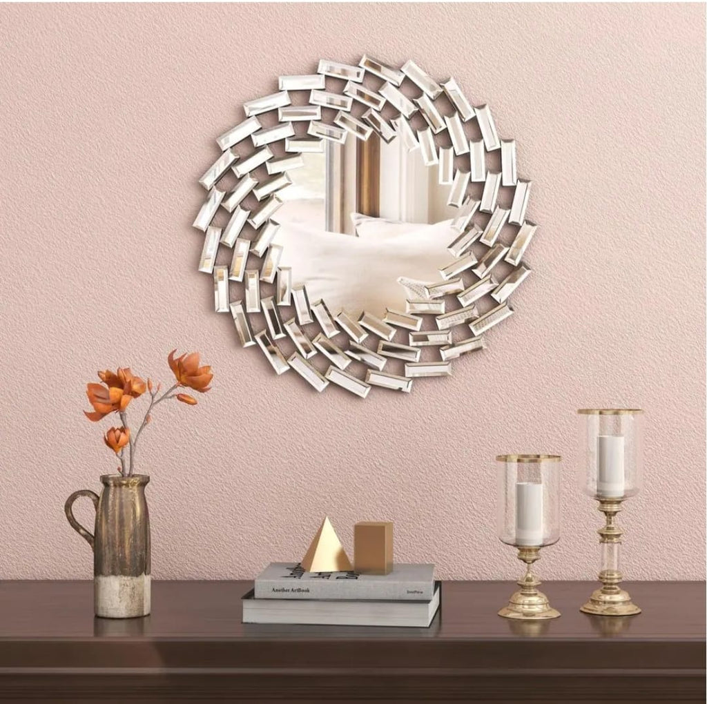 Geometric Mosaic Sunburst Wall Mirror