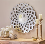 Swirling Interlocking Geometric Accent Mirror