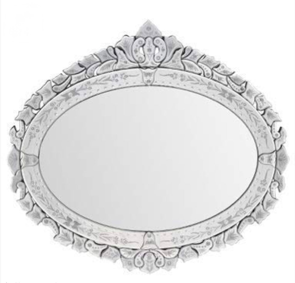 Hand-Carved Venetian Style Oval Mirror