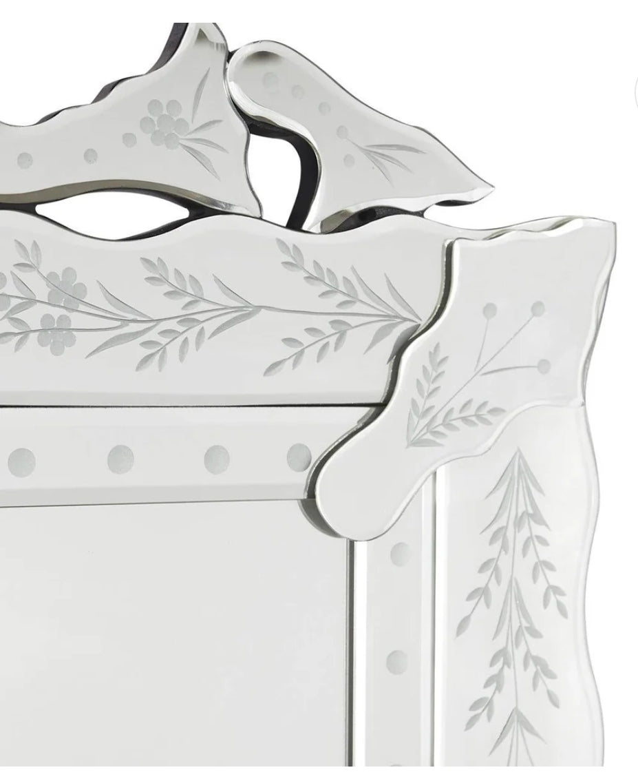 Ornate Venetian Hand-Etched Beveled Wall Mirror