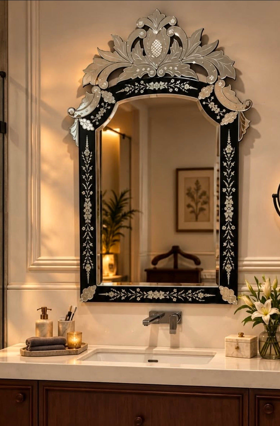 The Obsidian Crest Wall Mirror