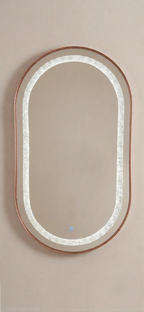 Elegance Series Illuminated Oval Mirror – Rose Gold Aluminium Alloy Edition