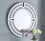 Glam Crushed Diamond Round Mirror