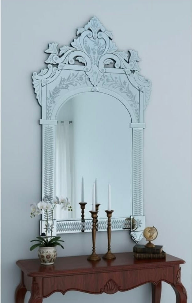 The Serenissima Sovereign Hand-Etched Venetian Glass Mirror