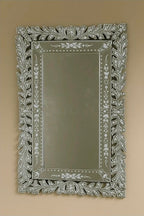 Ornate Rectangular Handcrafted Beveled Artistic Mirror