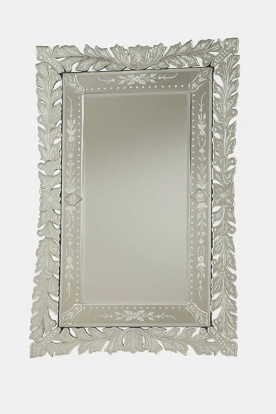 Ornate Rectangular Handcrafted Beveled Artistic Mirror