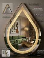 Crush Crystal LED Mirror with Smart Touch Control & Aluminum Trim