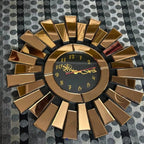 Modern Bronze Sunburst Mirrored Wall Clock