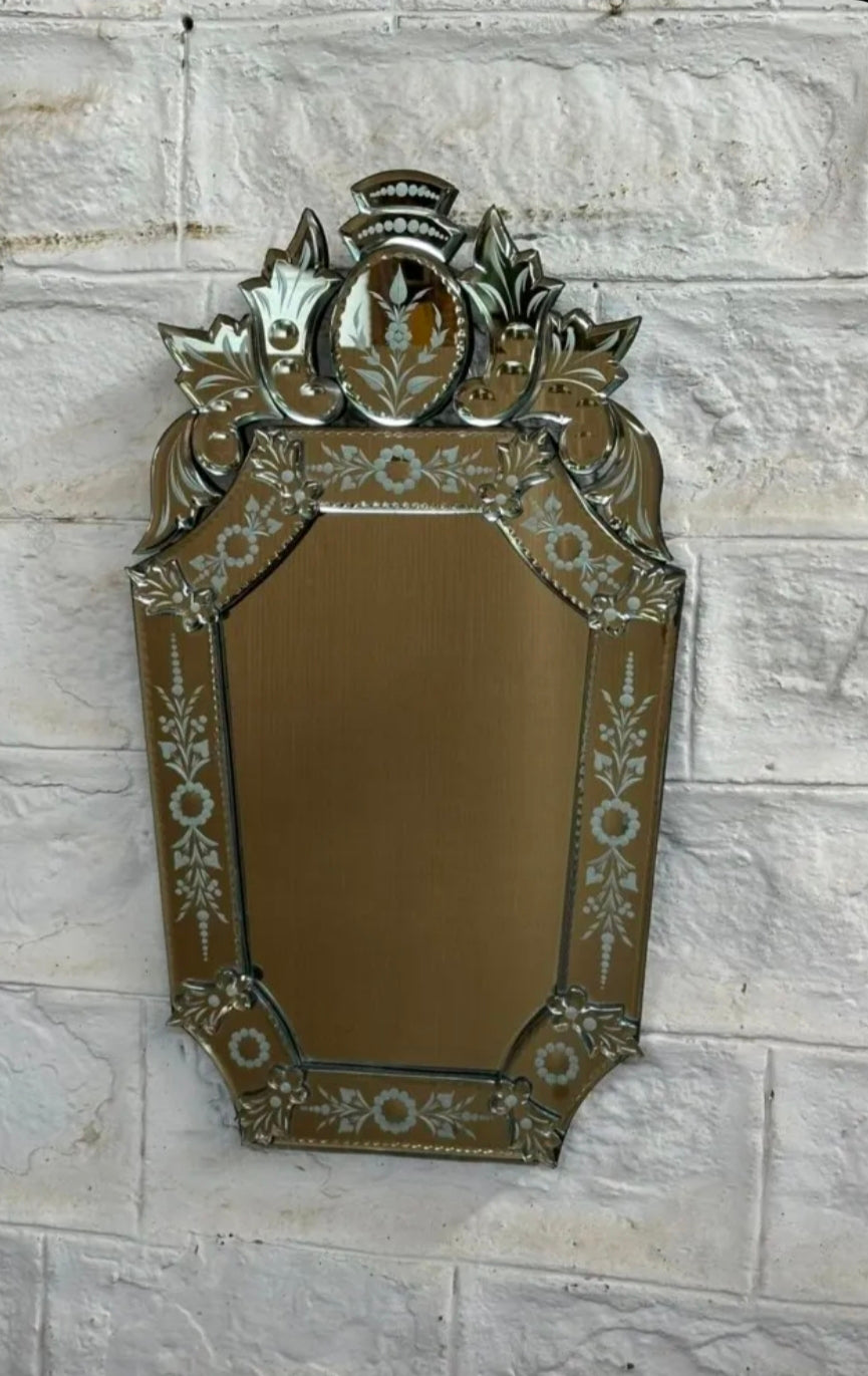 Antique-Style Venetian Mirror with Crown Crest