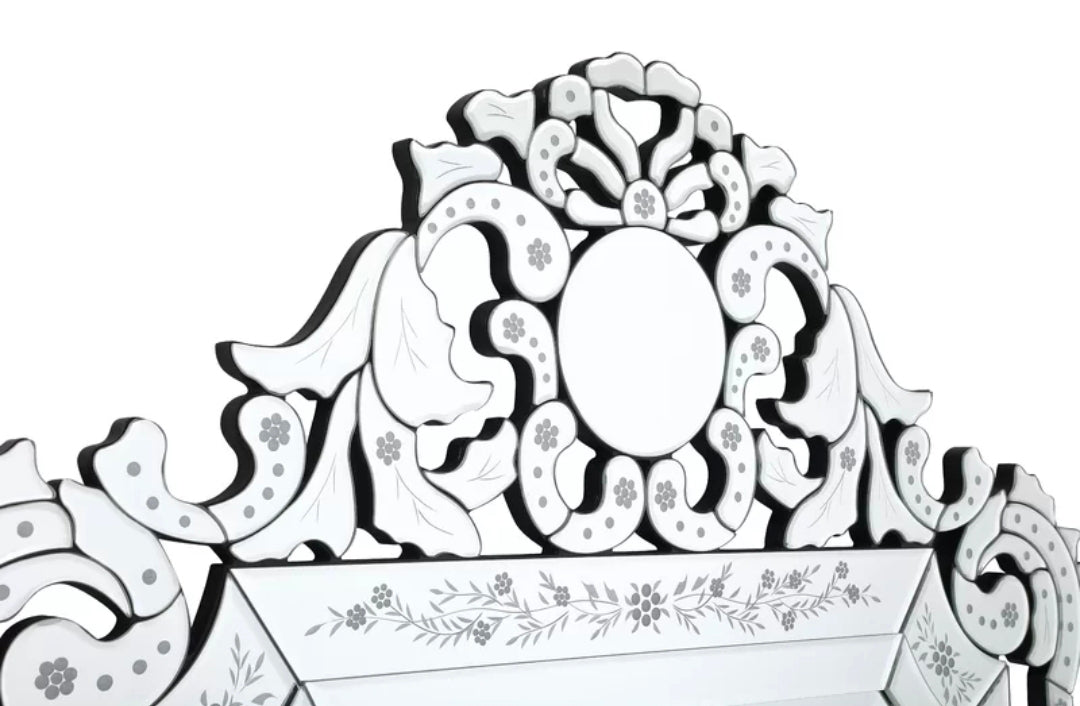 Ornate Floral Etched Wall Mirror