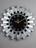 luxury sunburst mirrored wall clock