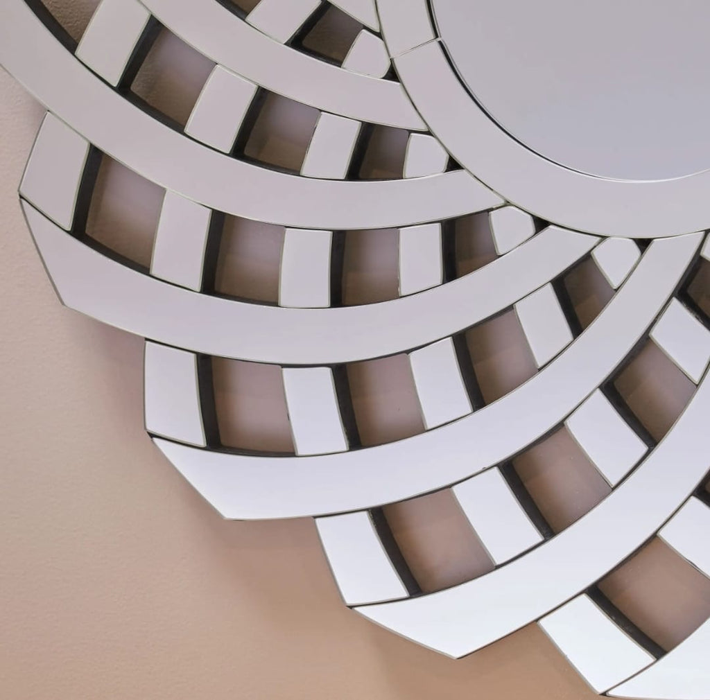 Swirling Interlocking Geometric Accent Mirror